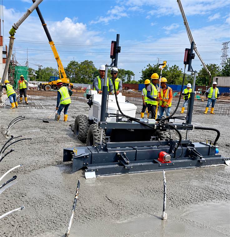 Laser screed flat floor placement works